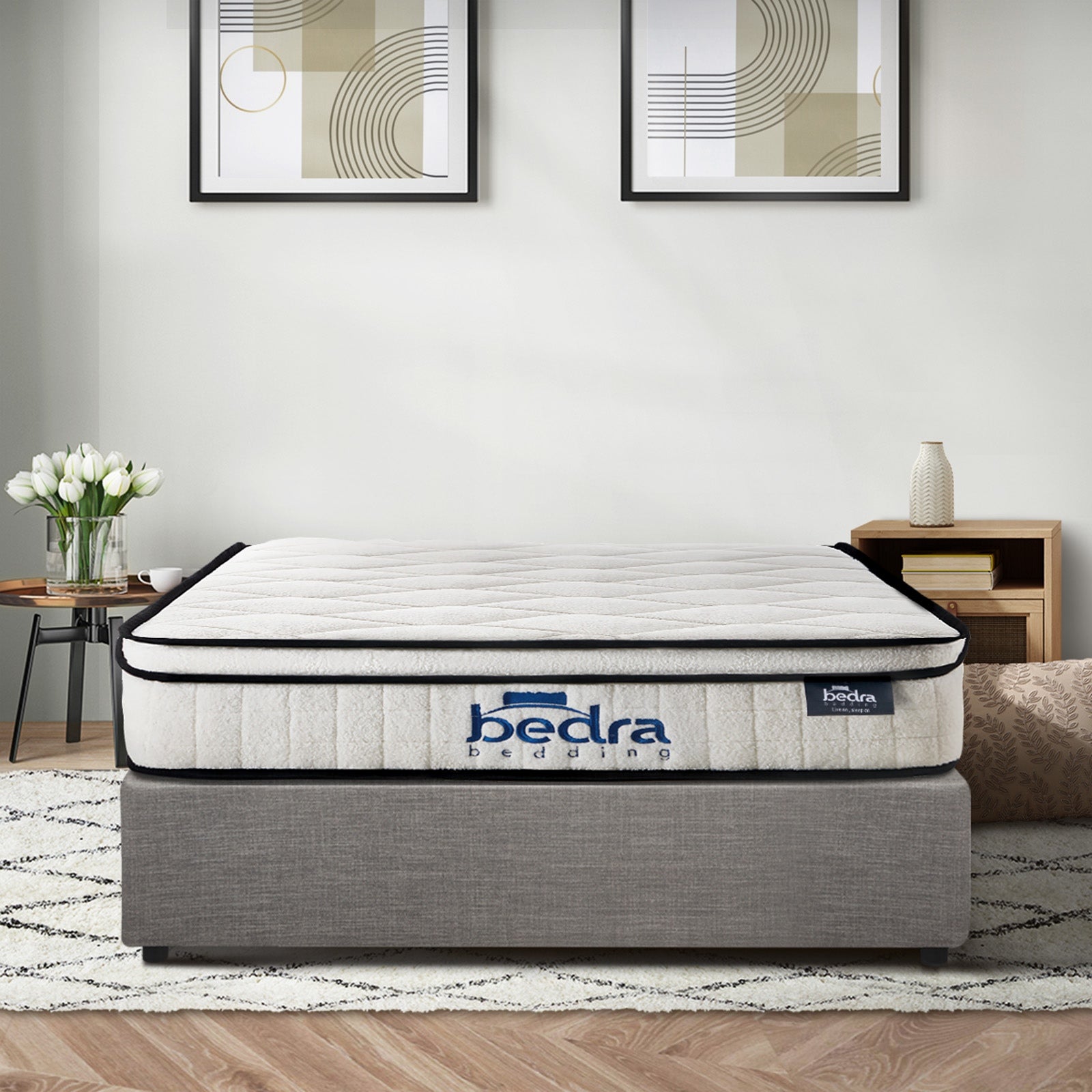 Oikiture Bed Frame Single Size Gas Lift Base Storage Platform with Mattress - Sunyee