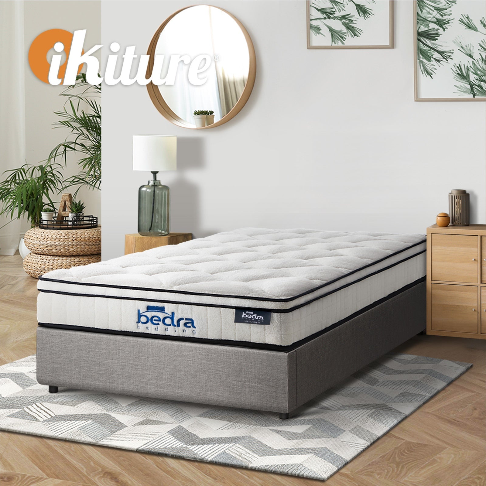 Oikiture Bed Frame Single Size Gas Lift Base Storage Platform with Mattress - Sunyee