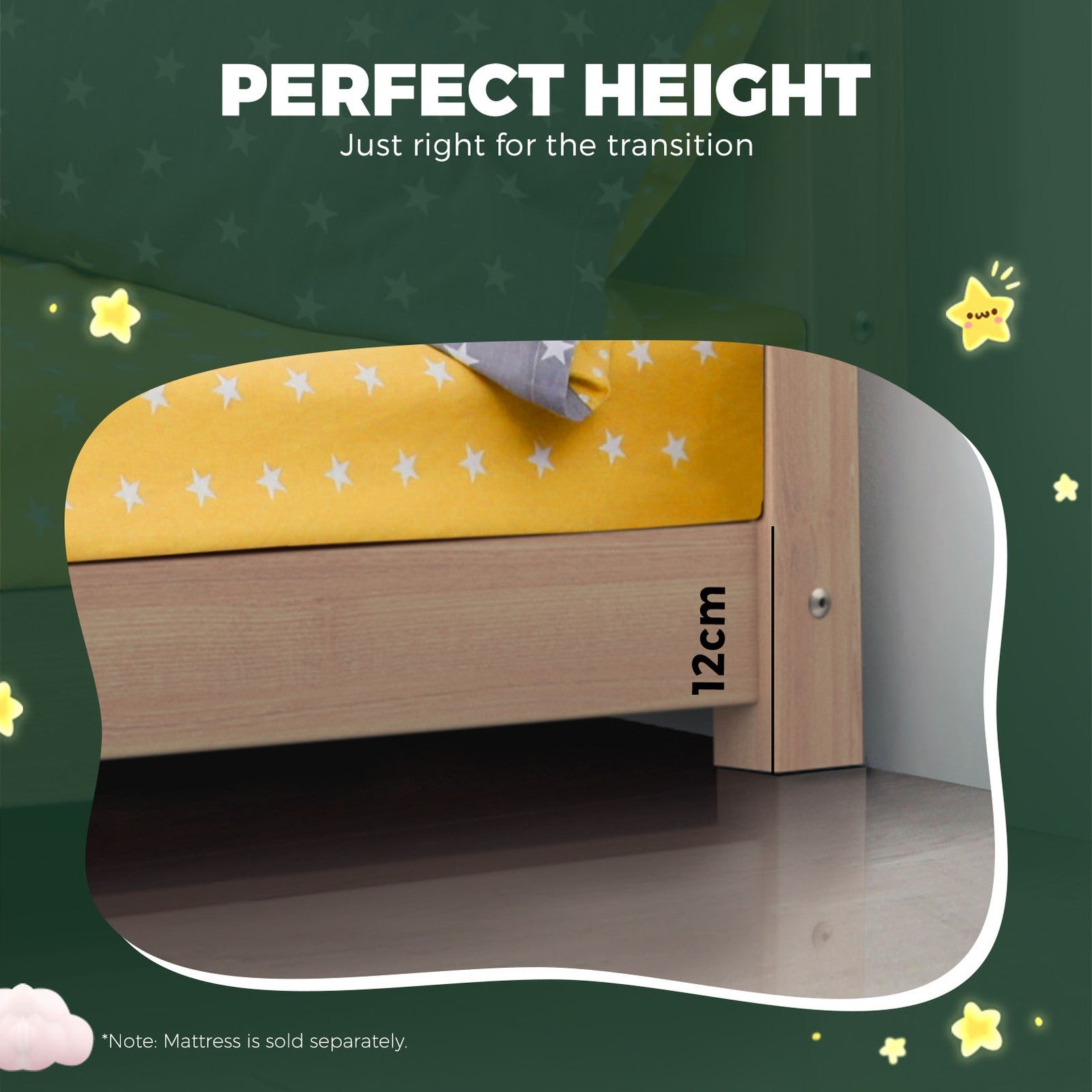 Oikiture Bed Frame Wooden Single Size Timber House Frame Mattress Base Platform - Sunyee