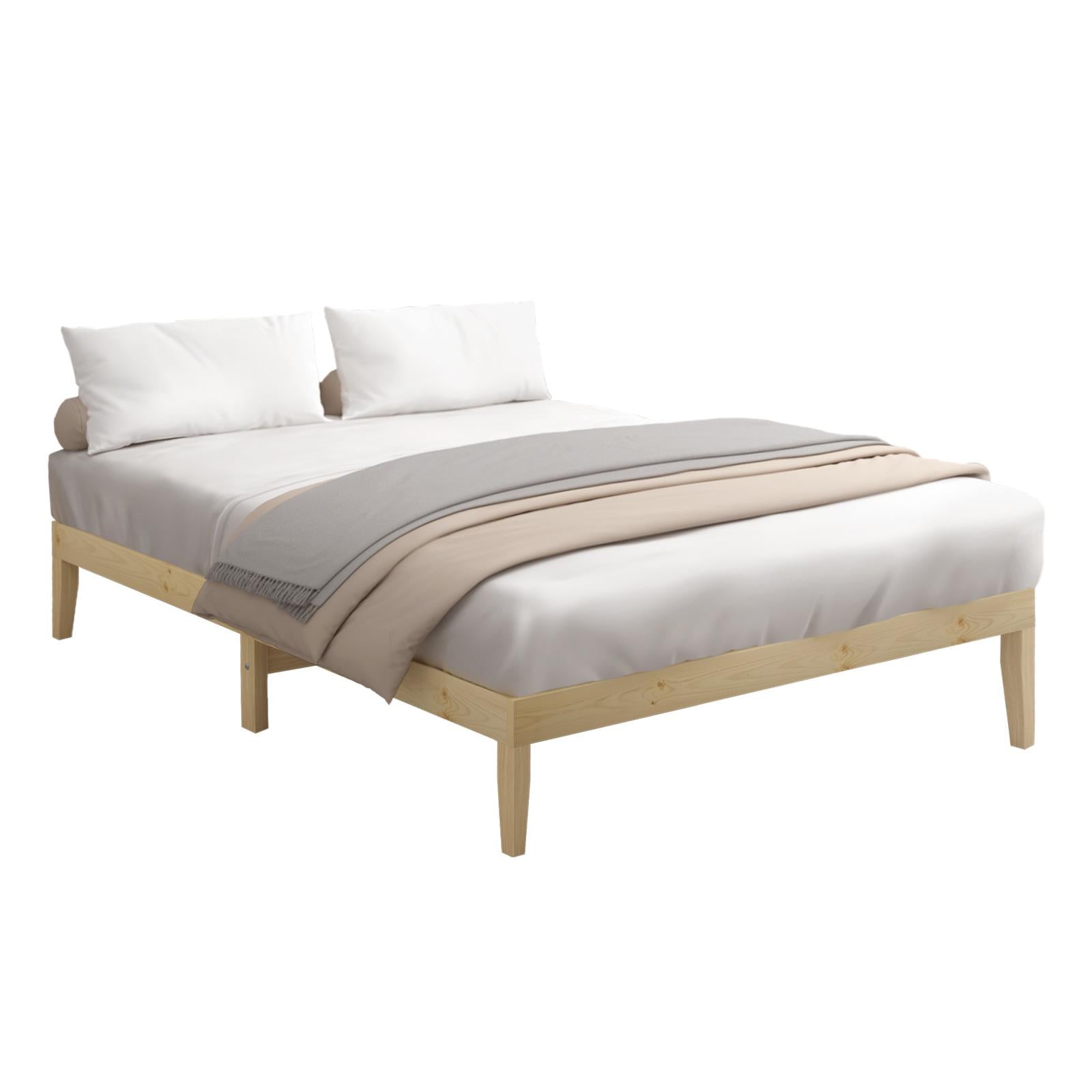 Oikiture Bed Frame Queen Size Wooden Timber Mattress Base Bedroom Furniture - Sunyee