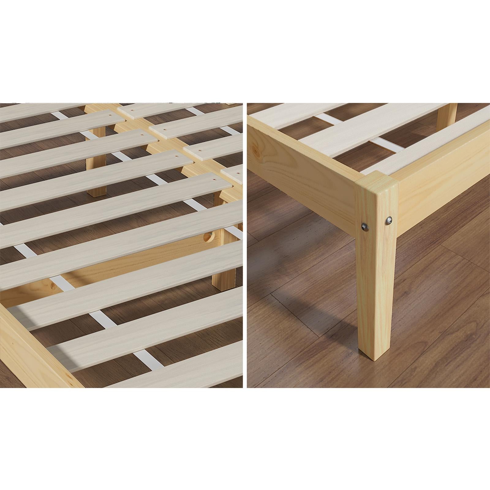 Oikiture Bed Frame Double Size Wood Mattress Base Wooden Timber Platform Bedroom - Sunyee