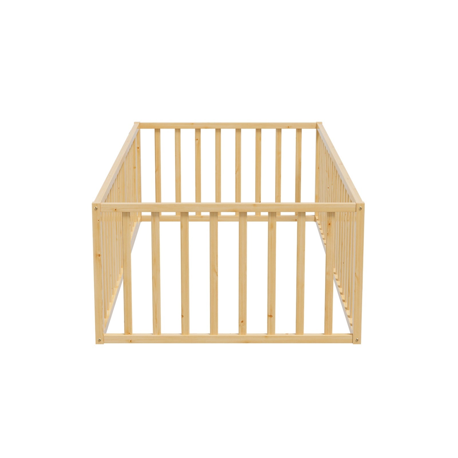 Oikiture 2-in-1 Kids Bed Frame Wood Single Toddler Play Centre Guard Fence Gate - Sunyee