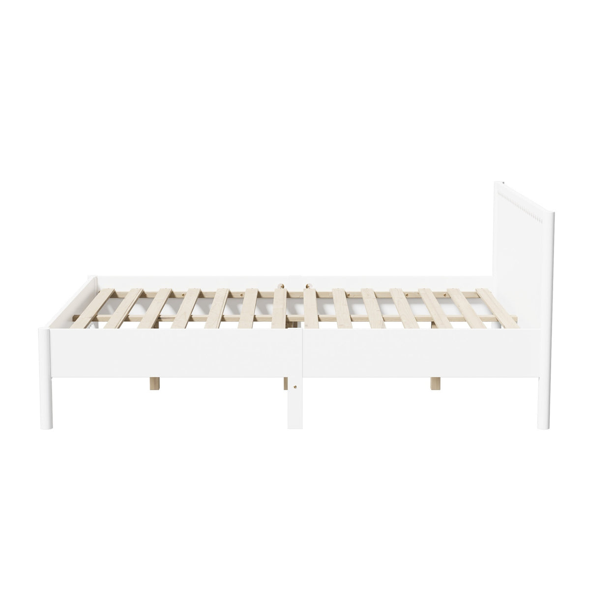 Oikiture Scalloped Bed Wooden Bed Frame Solid Pine Timber Double White