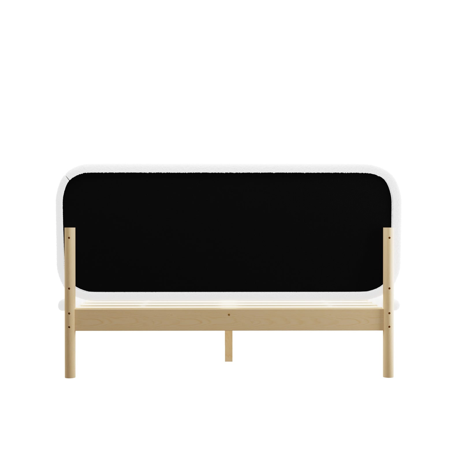 Oikiture Wooden Bed Frame with Boucle Upholstery Headboard Pine Base Queen - Sunyee