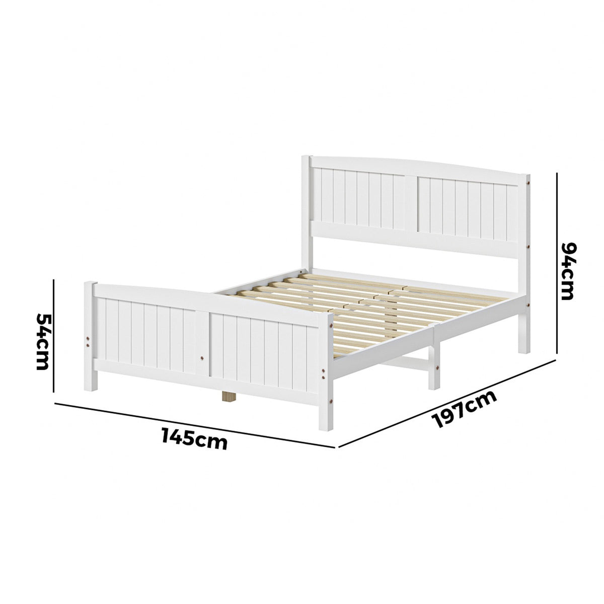 Oikiture Bed Frame Double Size Wooden Base Timber Platform White