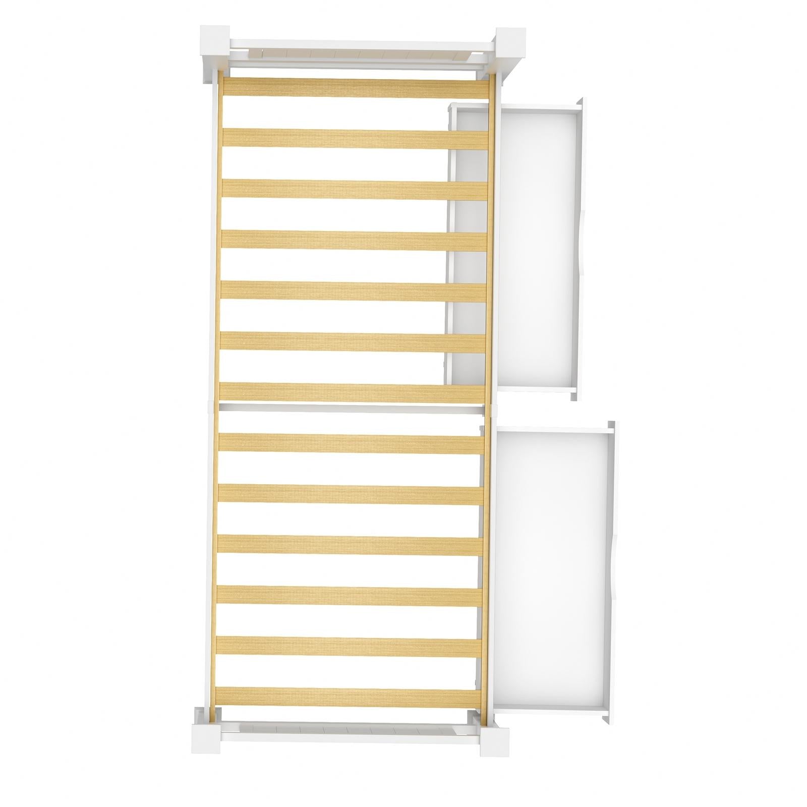 Oikiture Solid Pine Wood Bed Frame with 2 Storage Drawers Platform White Single