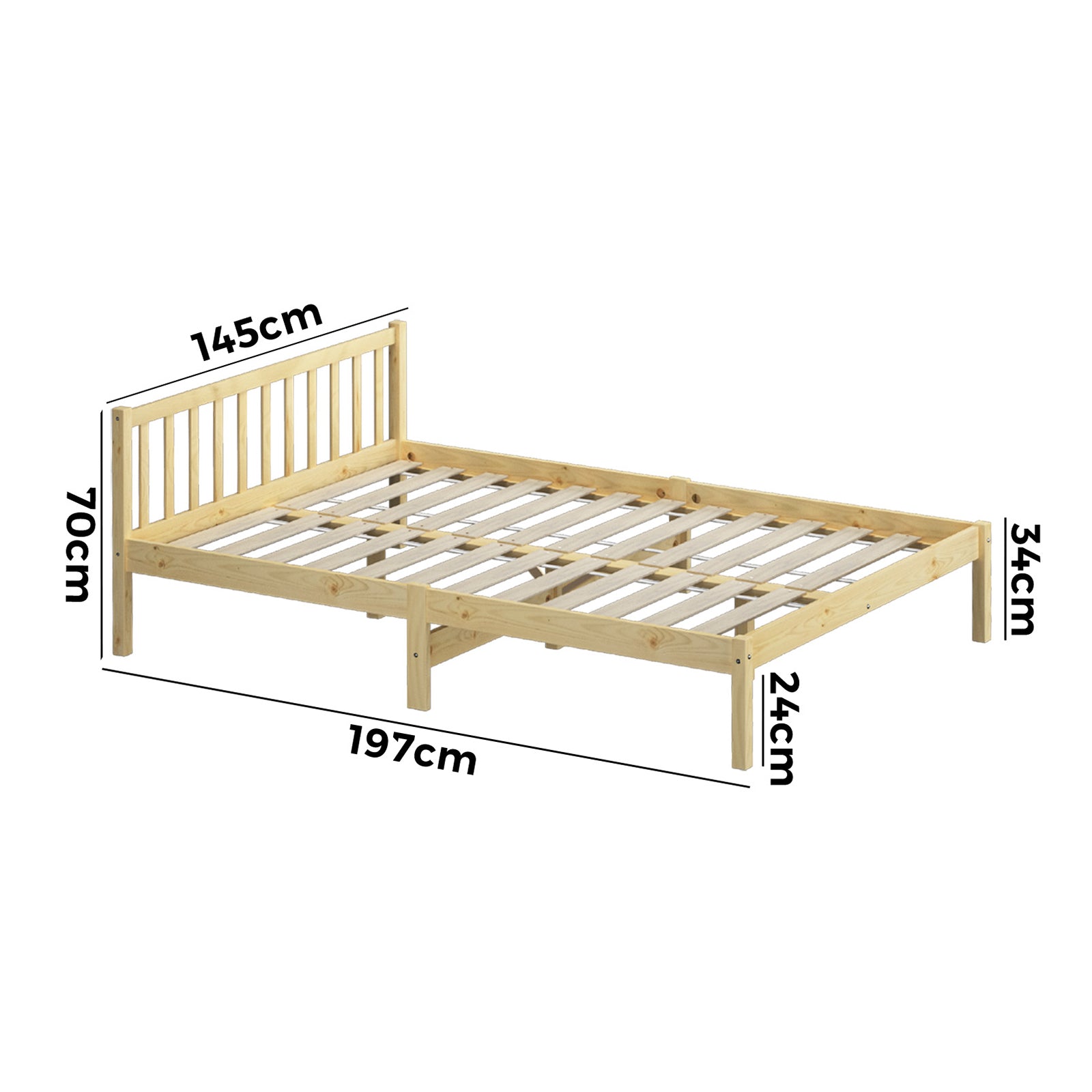 Oikiture Bed Frame Double Size Wooden Timber Platform Bedroom - Sunyee