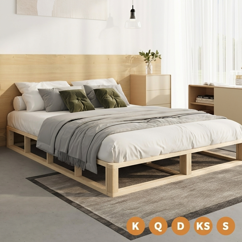 Oikiture Bed Frame Queen Double King Single Wooden Bed Base Platform - Sunyee