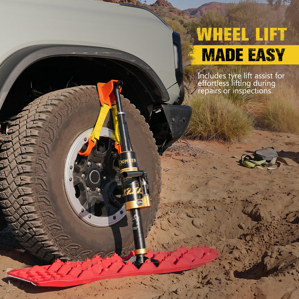Bunker Indust 8.8Ton Hydraulic Lift Recovery Jack + 10X RV Levelling Blocks