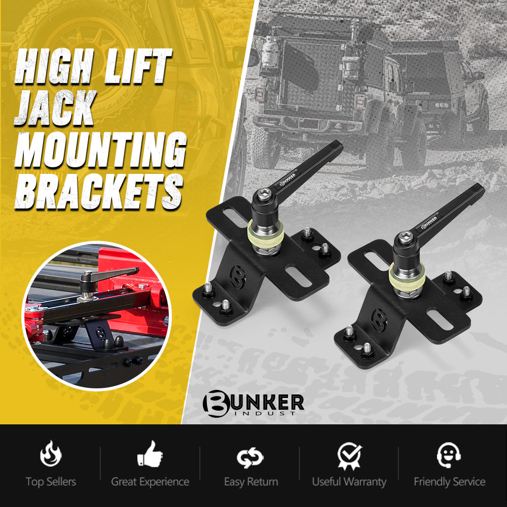 Bunker Indust High Lift Farm Jack Mount Brackets M6/M8 Slots For Roof Rack