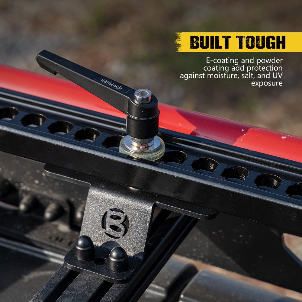 Bunker Indust High Lift Farm Jack Mount Brackets M6/M8 Slots For Roof Rack