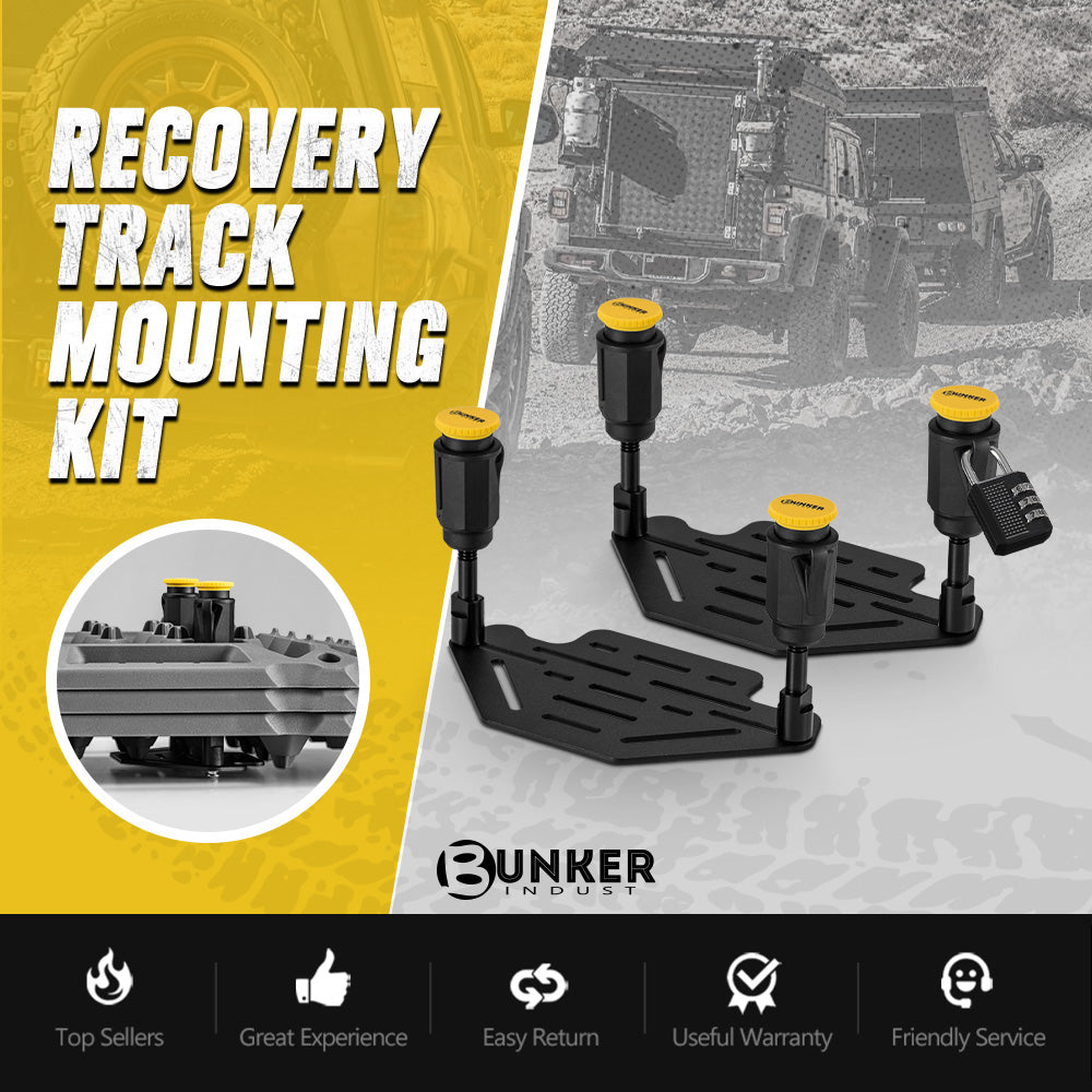 Bunker Indust Recovery Track Board Mounting Kit For Rooftop Platform With Lock