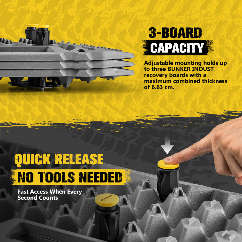 Bunker Indust Recovery Track Board Mounting Kit For Rooftop Platform With Lock