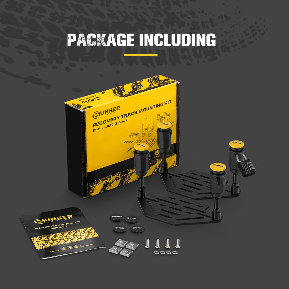 Bunker Indust Recovery Track Board Mounting Kit For Rooftop Platform With Lock