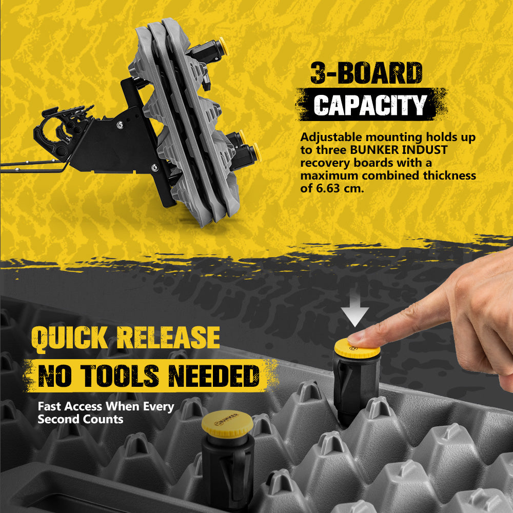 Bunker Indust Recovery Track Board Side Mounting Kit & Shovel Holder Lockable