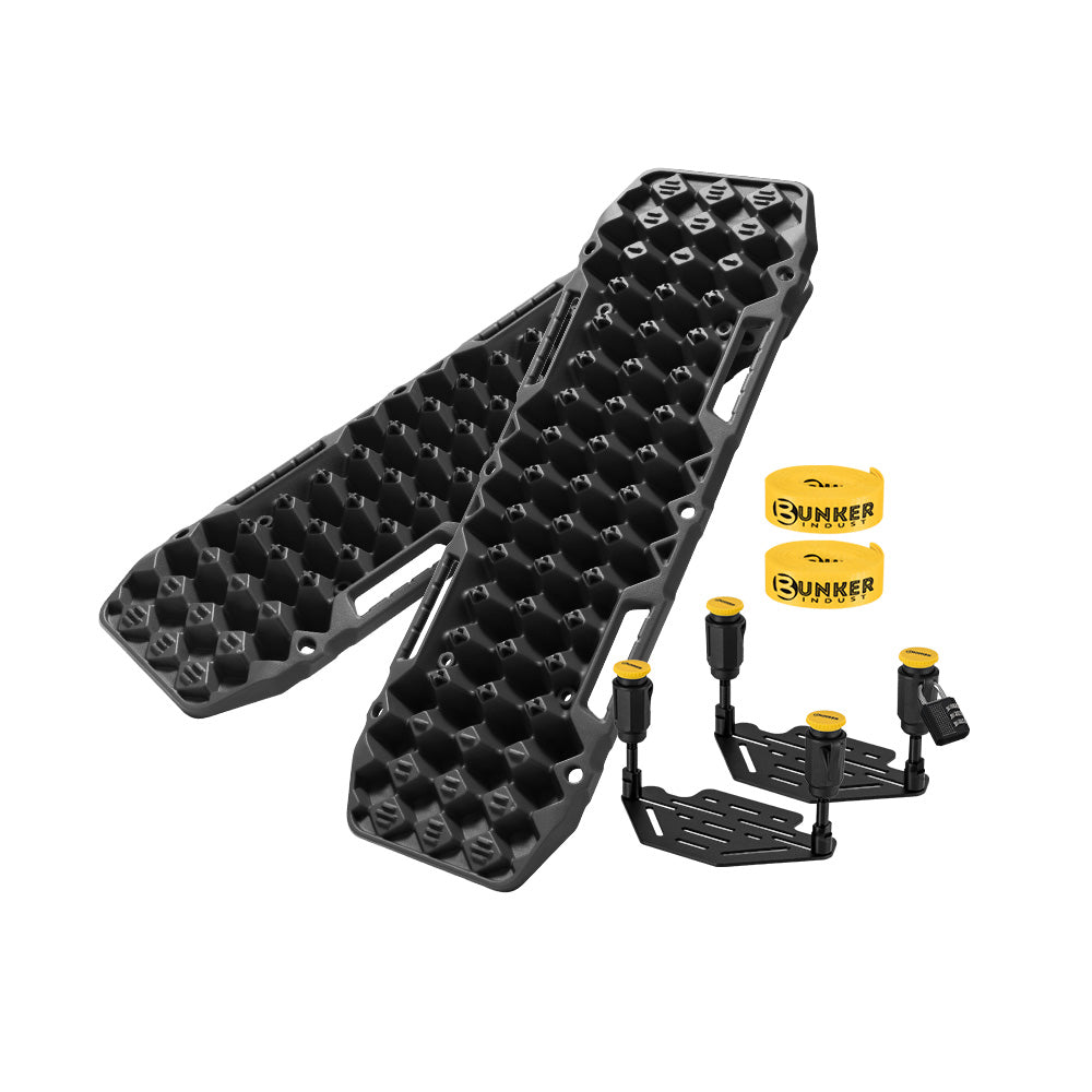 Bunker Indust 2PCS Recovery Tracks Board 10T Black + Flat Mounting Bracket Kit