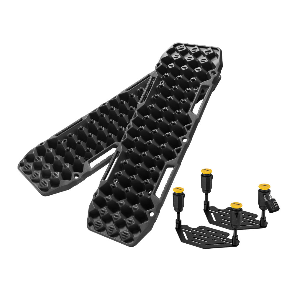Bunker Indust 2PCS Recovery Tracks Board 10T Black + Flat Mounting Bracket Kit