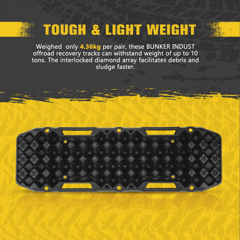Bunker Indust 2PCS Recovery Tracks Board 10T Black + Flat Mounting Bracket Kit