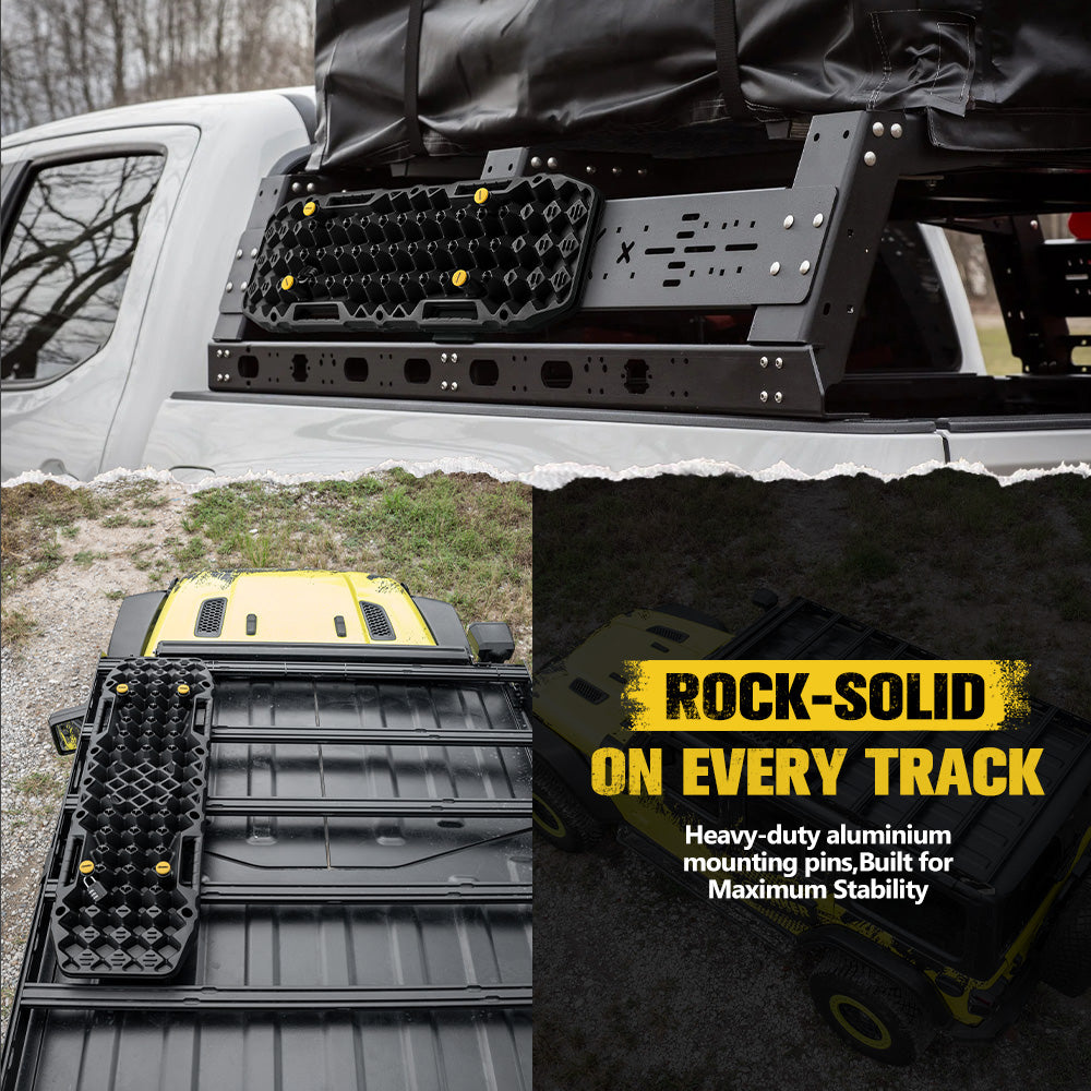 Bunker Indust 2PCS Recovery Tracks Board 10T Black + Flat Mounting Bracket Kit