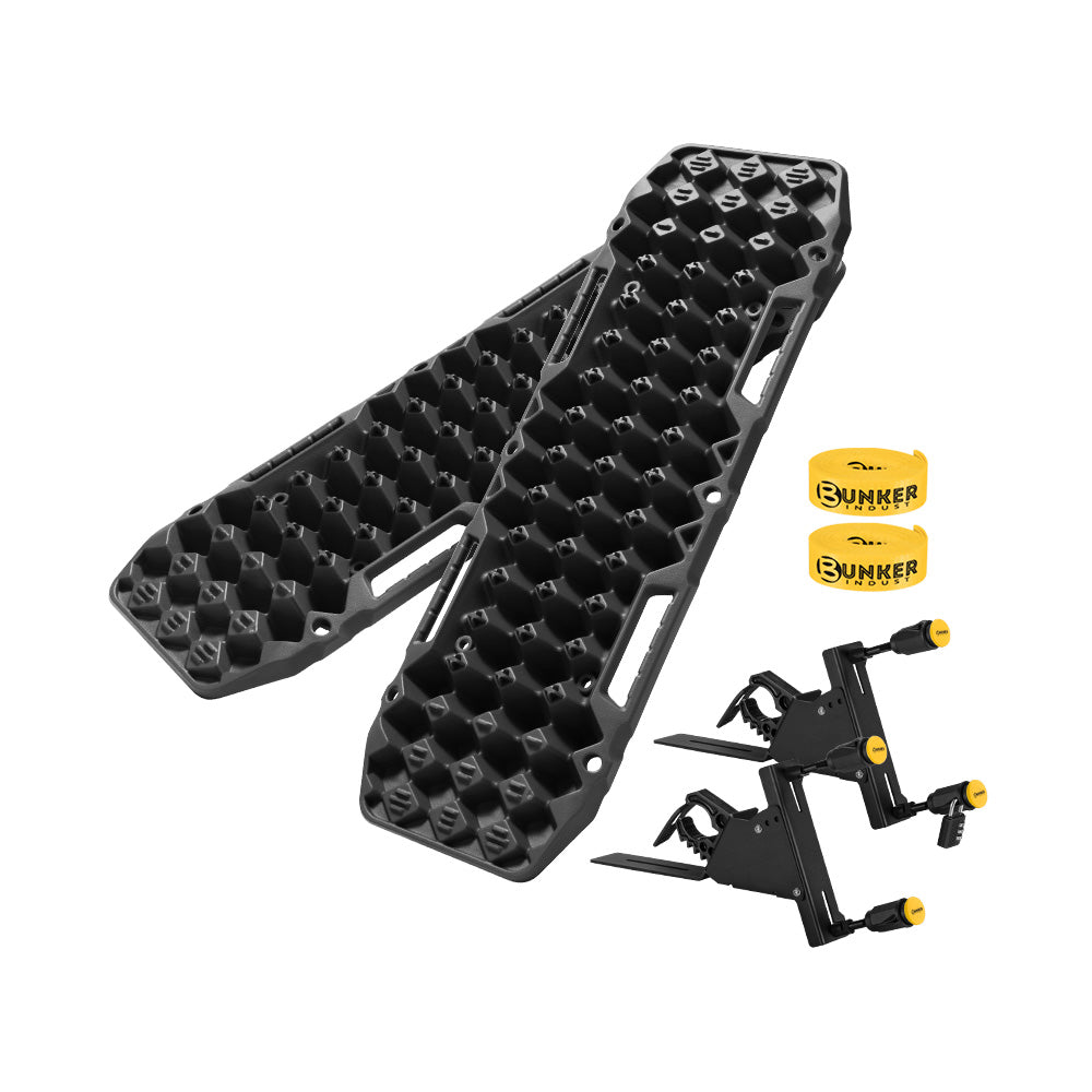 Bunker Indust 2PCS Recovery Tracks Board 10T Black + Side Mounting Bracket Kit