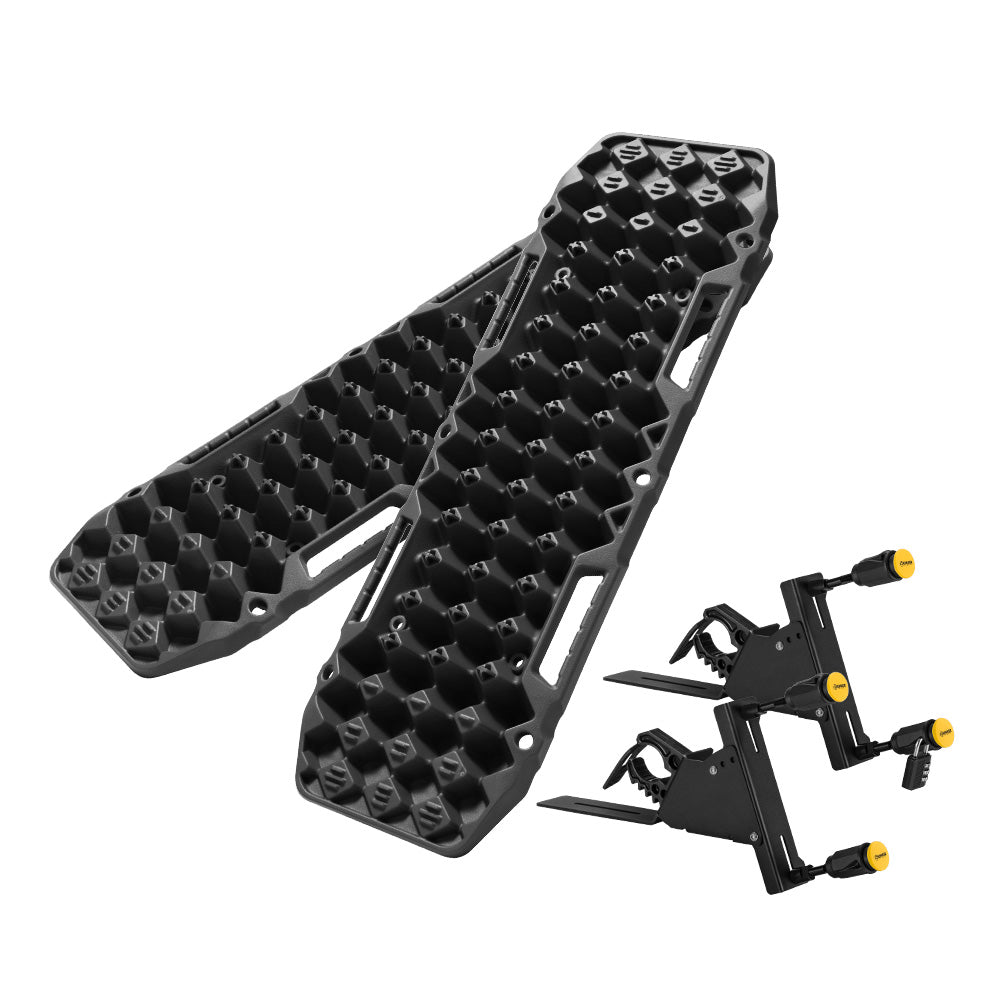 Bunker Indust 2PCS Recovery Tracks Board 10T Black + Side Mounting Bracket Kit