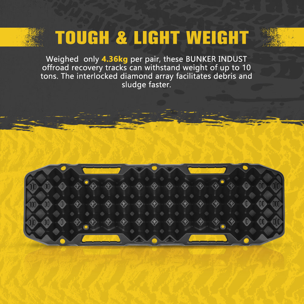 Bunker Indust 2PCS Recovery Tracks Board 10T Black + Side Mounting Bracket Kit