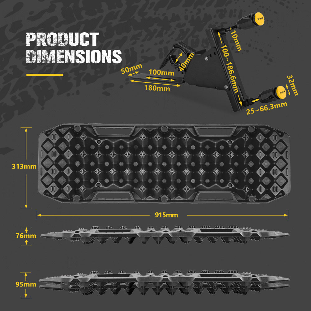 Bunker Indust 2PCS Recovery Tracks Board 10T Black + Side Mounting Bracket Kit