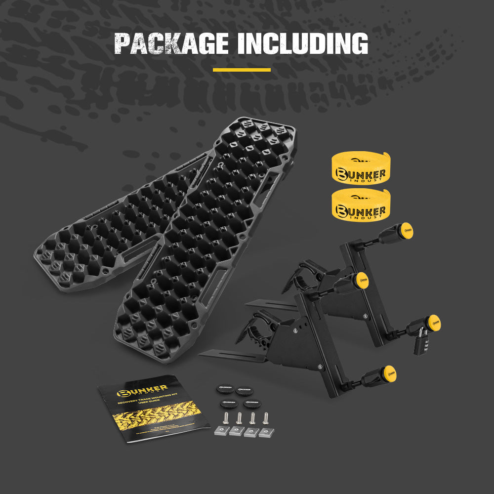 Bunker Indust 2PCS Recovery Tracks Board 10T Black + Side Mounting Bracket Kit