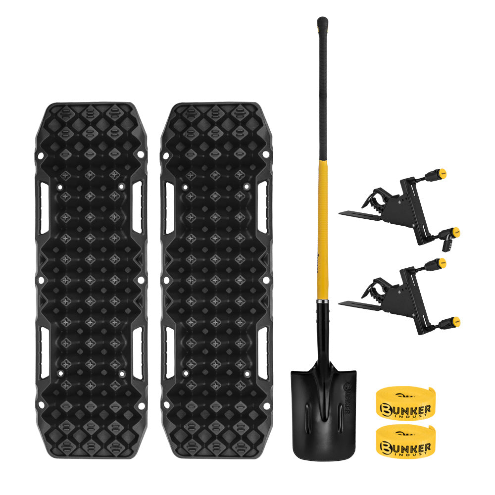 Bunker Indust Recovery Tracks Board Black + Side Mounting Kit + Square Shovel