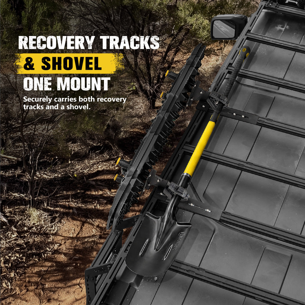 Bunker Indust Recovery Tracks Board Black + Side Mounting Kit + Square Shovel