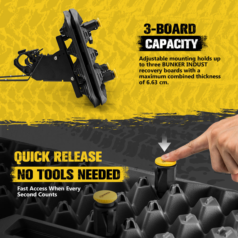 Bunker Indust Recovery Tracks Board Black + Side Mounting Kit + Square Shovel