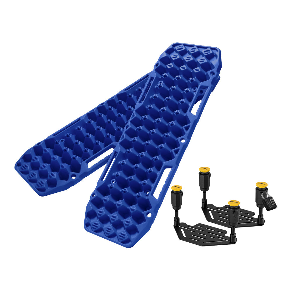 Bunker Indust 2PCS Recovery Tracks Board 10T Blue + Flat Mounting Bracket Kit