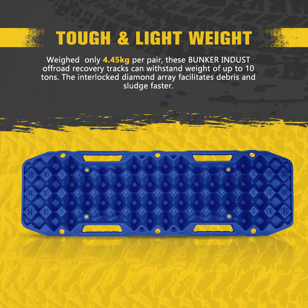 Bunker Indust 2PCS Recovery Tracks Board 10T Blue + Flat Mounting Bracket Kit