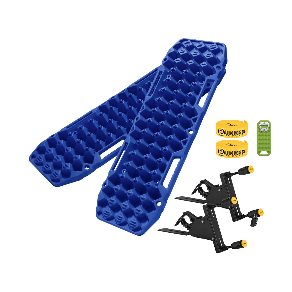 Bunker Indust 2PCS Recovery Tracks Board 10T Blue + Side Mounting Bracket Kit