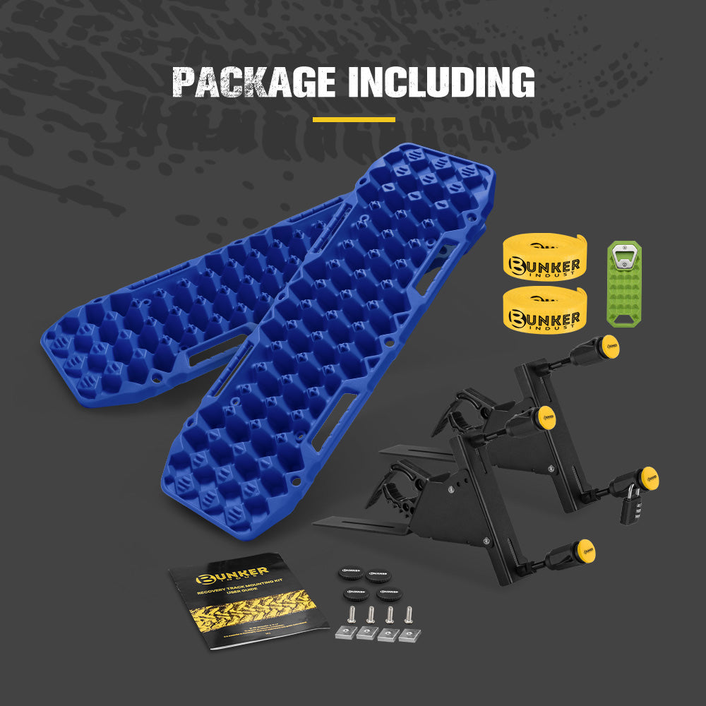 Bunker Indust 2PCS Recovery Tracks Board 10T Blue + Side Mounting Bracket Kit