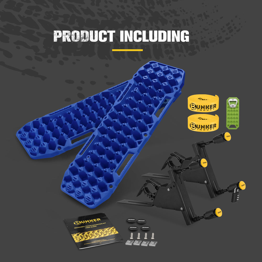 Bunker Indust 2PCS Recovery Tracks Board 10T Blue + Side Mounting Bracket Kit