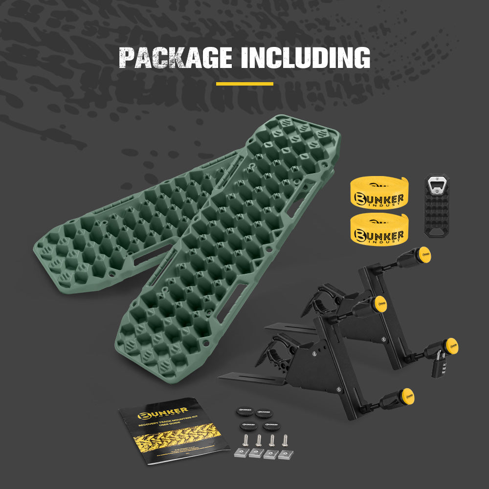 Bunker Indust 2PCS Recovery Tracks Board 10T Green + Side Mounting Bracket Kit