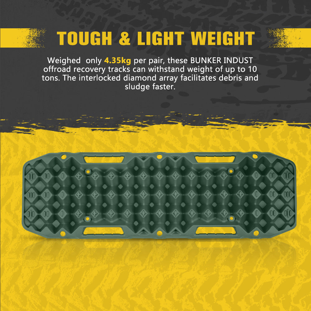 Bunker Indust Recovery Tracks Board Green + Side Mounting Kit + Square Shovel