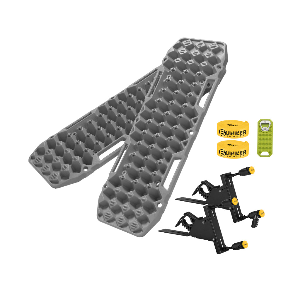 Bunker Indust 2PCS Recovery Tracks Board 10T Grey + Side Mounting Bracket Kit