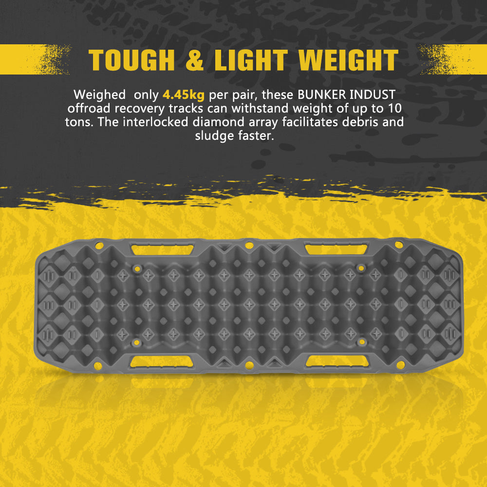 Bunker Indust 2PCS Recovery Tracks Board 10T Grey + Side Mounting Bracket Kit