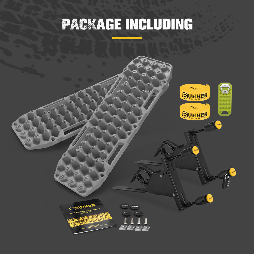 Bunker Indust 2PCS Recovery Tracks Board 10T Grey + Side Mounting Bracket Kit