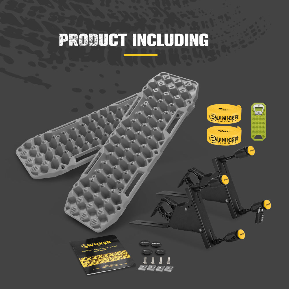 Bunker Indust 2PCS Recovery Tracks Board 10T Grey + Side Mounting Bracket Kit