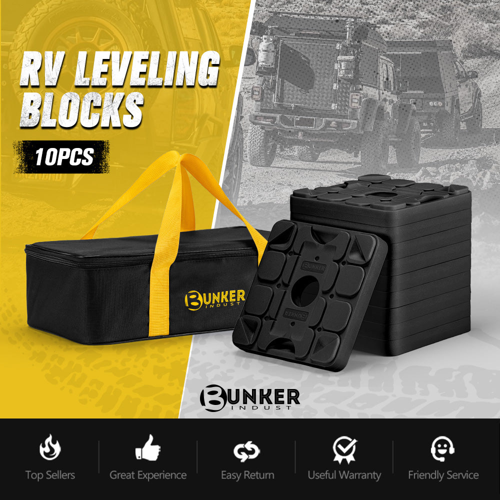 Bunker Indust 10X RV Levelling Blocks Interlocking Stackable Non-Slip Jack Pads