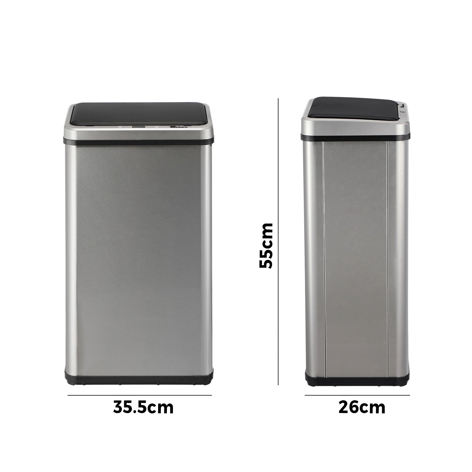Oikiture 40L Motion Sensor Bin Automatic Rubbish Trash Can Kitchen Silver - Sunyee