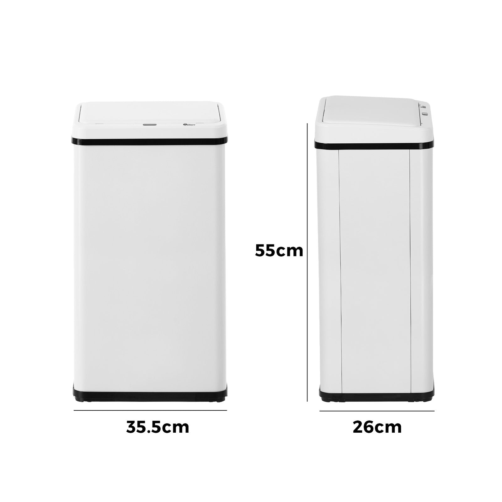 Oikiture 40L Motion Sensor Rubbish Bin Kitchen Waste Can Stainless Steel White