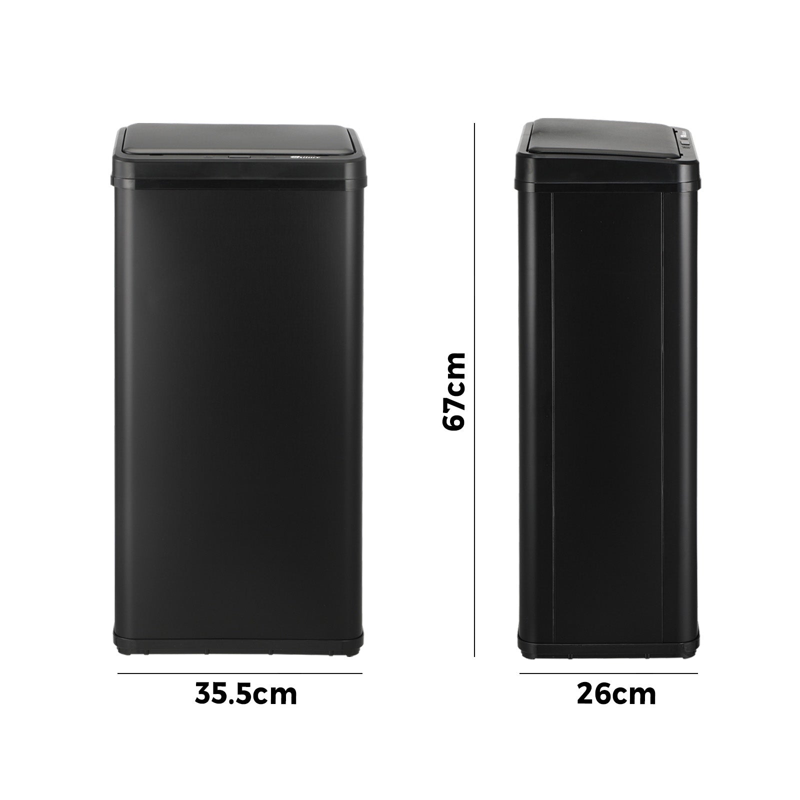 Oikiture 50L Motion Sensor Bin Automatic Rubbish Trash Can Kitchen Black - Sunyee