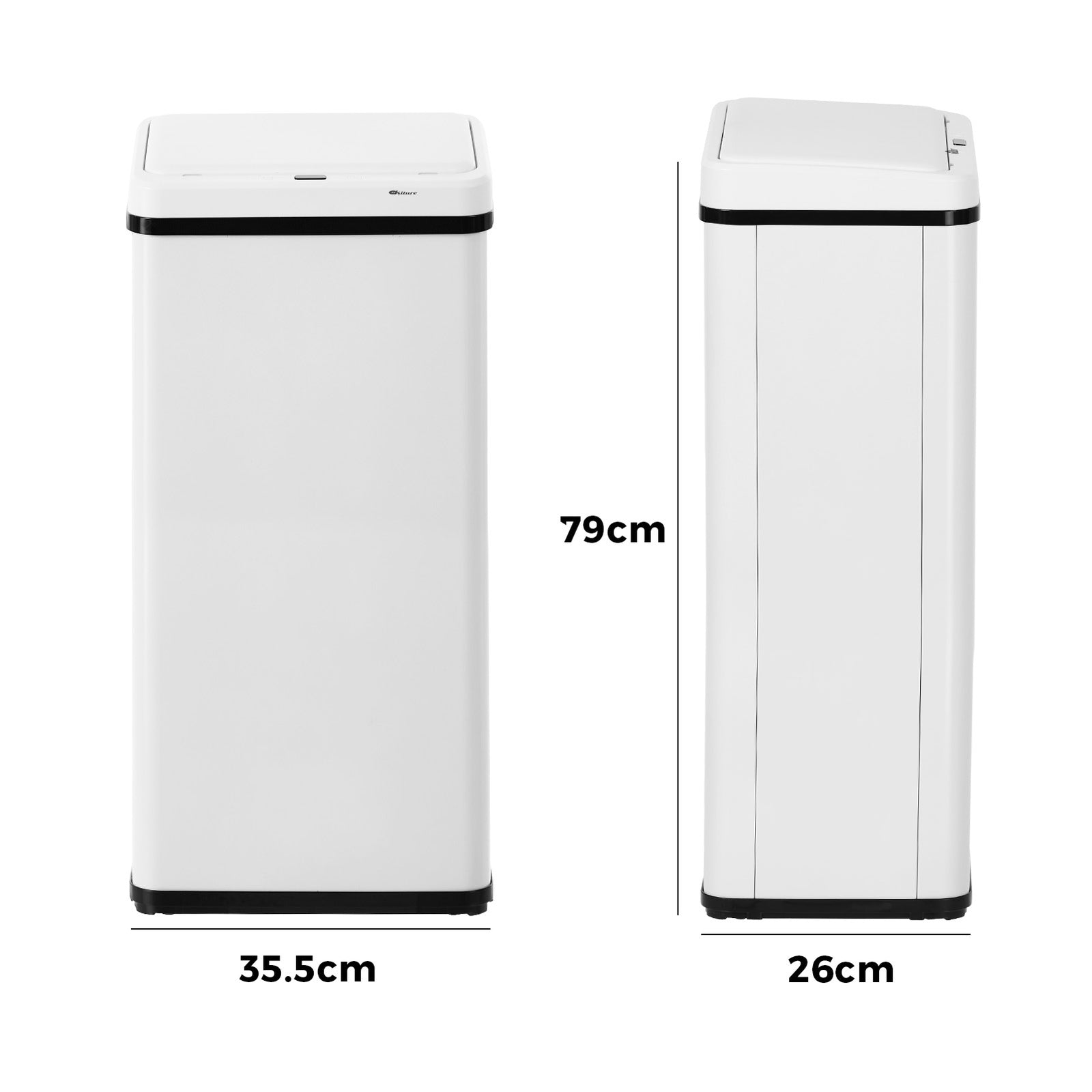 Oikiture 60L Motion Sensor Rubbish Bin Kitchen Waste Can Stainless Steel White