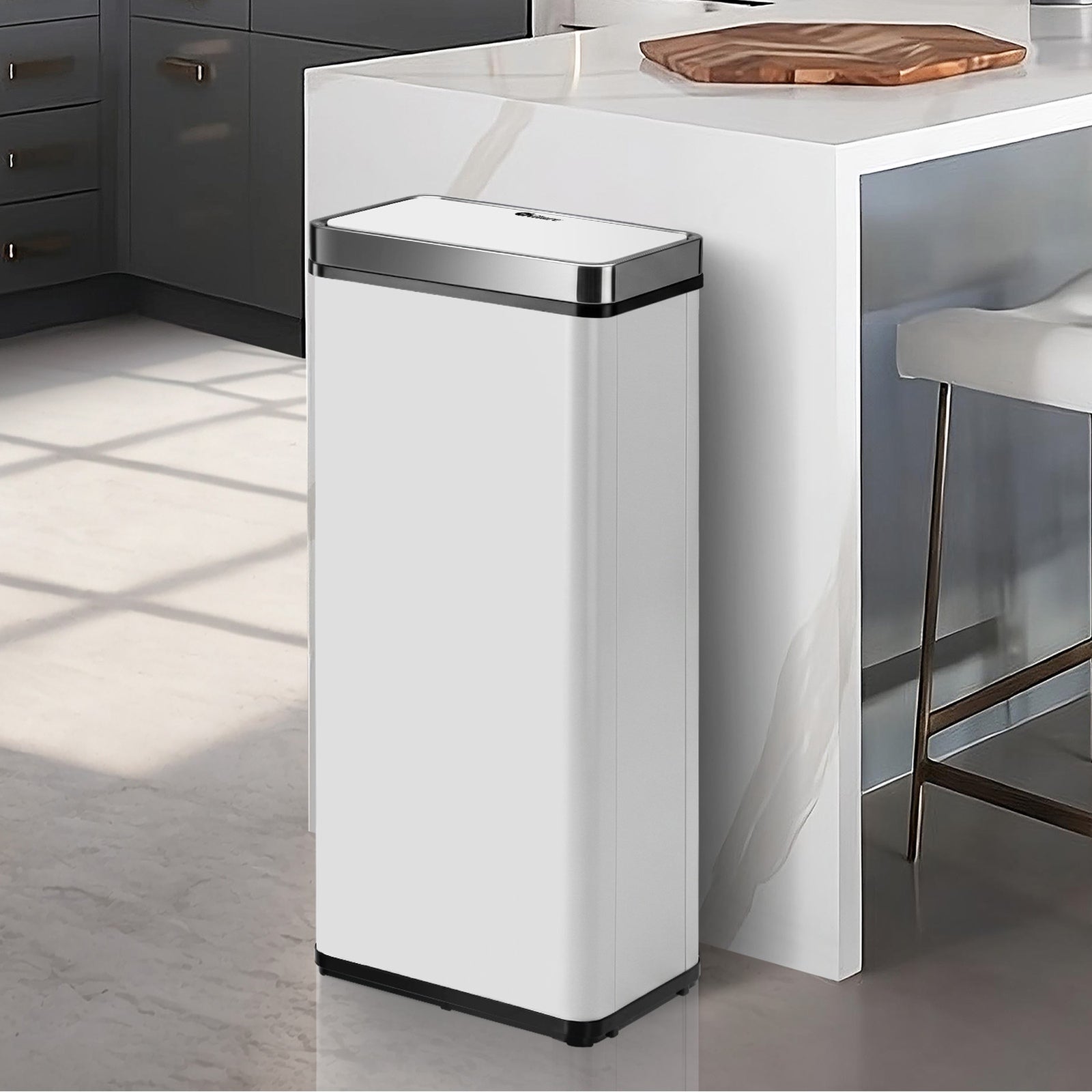 Oikiture 75L Motion Sensor Bin Automatic Rubbish Trash Can Kitchen White