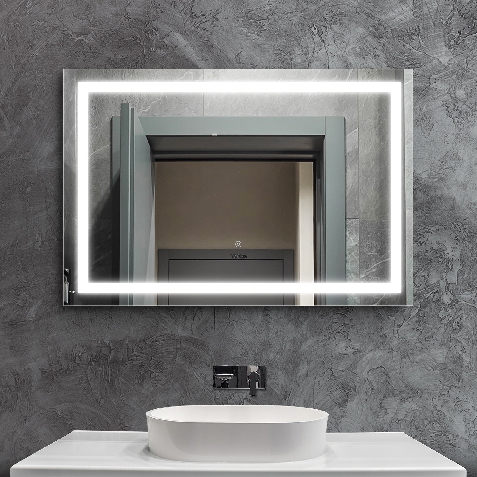 Welba LED Bathroom Mirror Anti-fog Makeup Wall Mirrors Round/Oval/Rectangle - Sunyee