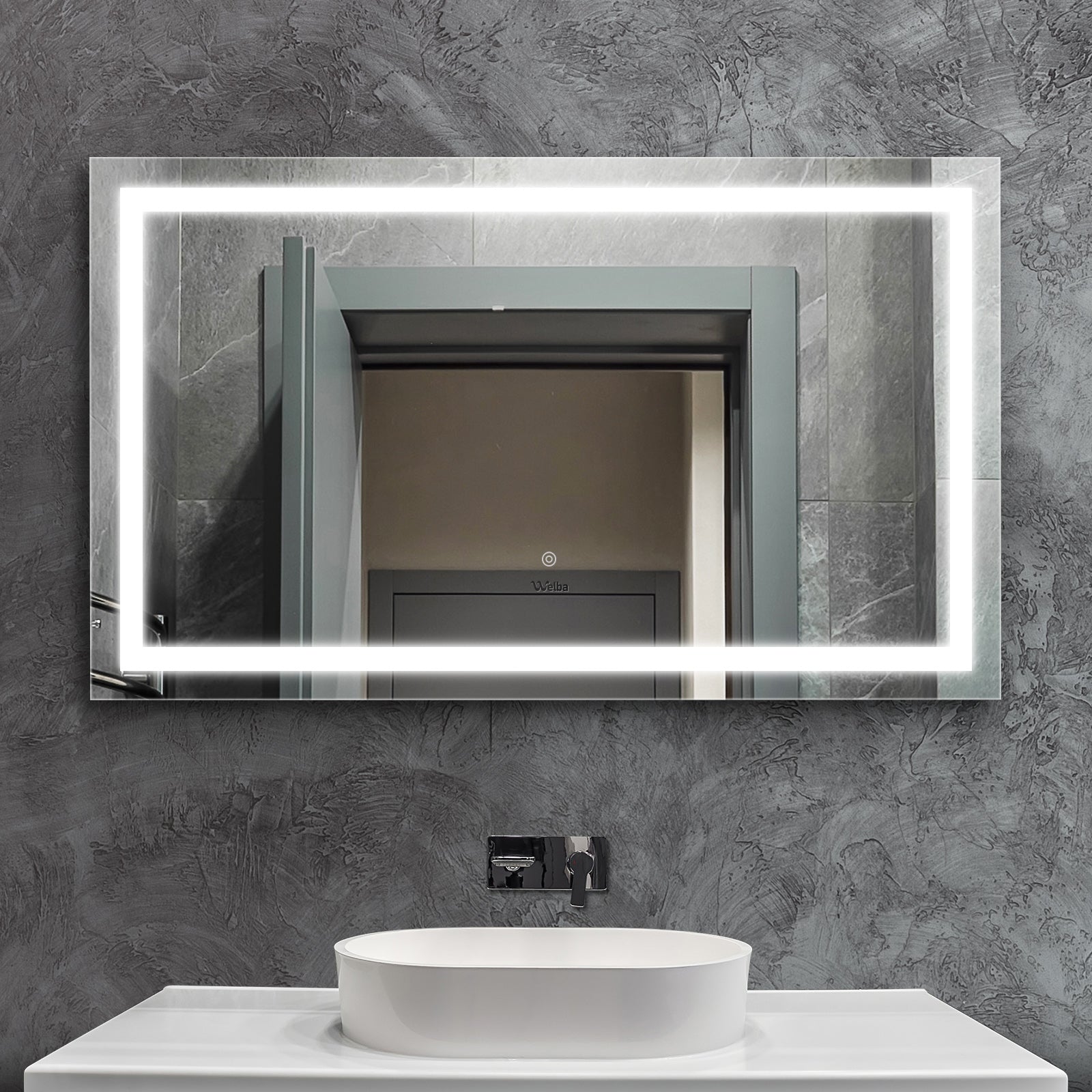 Welba LED Bathroom Mirror Anti-fog Makeup Wall Mirrors Round/Oval/Rectangle - Sunyee